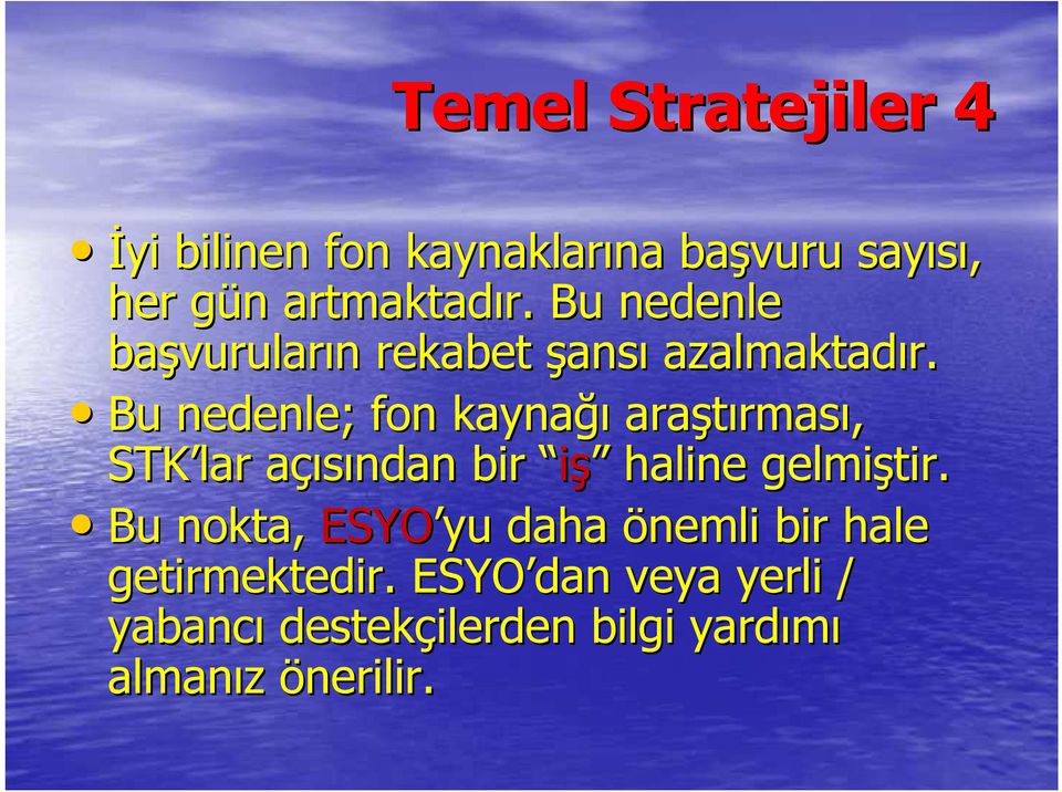 Bu nedenle; fon kaynağı araştırmas rması, STK lar açısından bir iş haline gelmiştir.