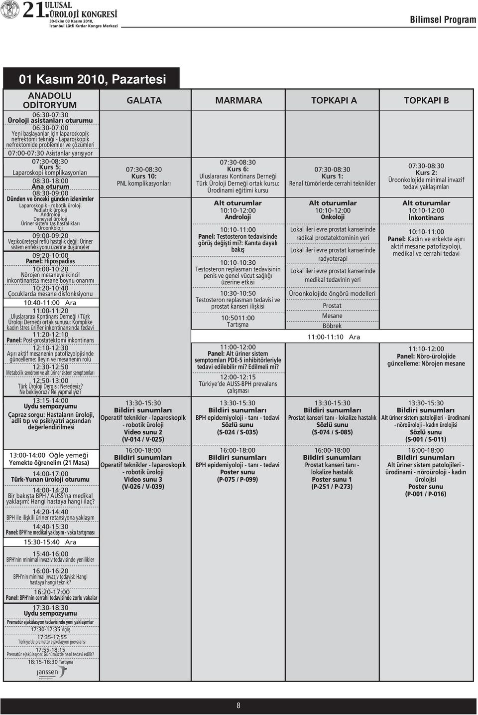 üroloji Pediatrik üroloji Androloji Deneysel üroloji Üriner sistem tafl hastal klar Üroonkoloji 09:00-09:20 Vezikoüreteral reflü hastal k de il: Üriner sistem enfeksiyonu üzerine düflünceler