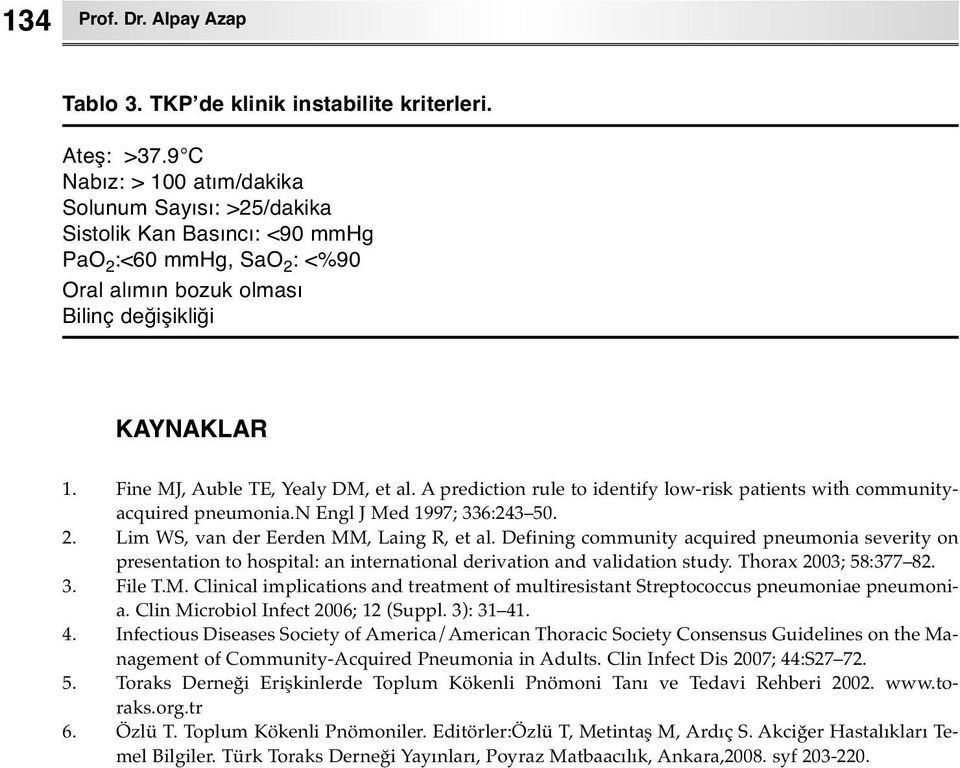 Fine MJ, Auble TE, Yealy DM, et al. A prediction rule to identify low-risk patients with communityacquired pneumonia.n Engl J Med 1997; 336:243 50. 2. Lim WS, van der Eerden MM, Laing R, et al.