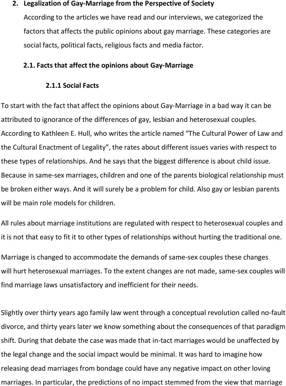 Facts that affect the opinions about Gay-Marriage 2.1.