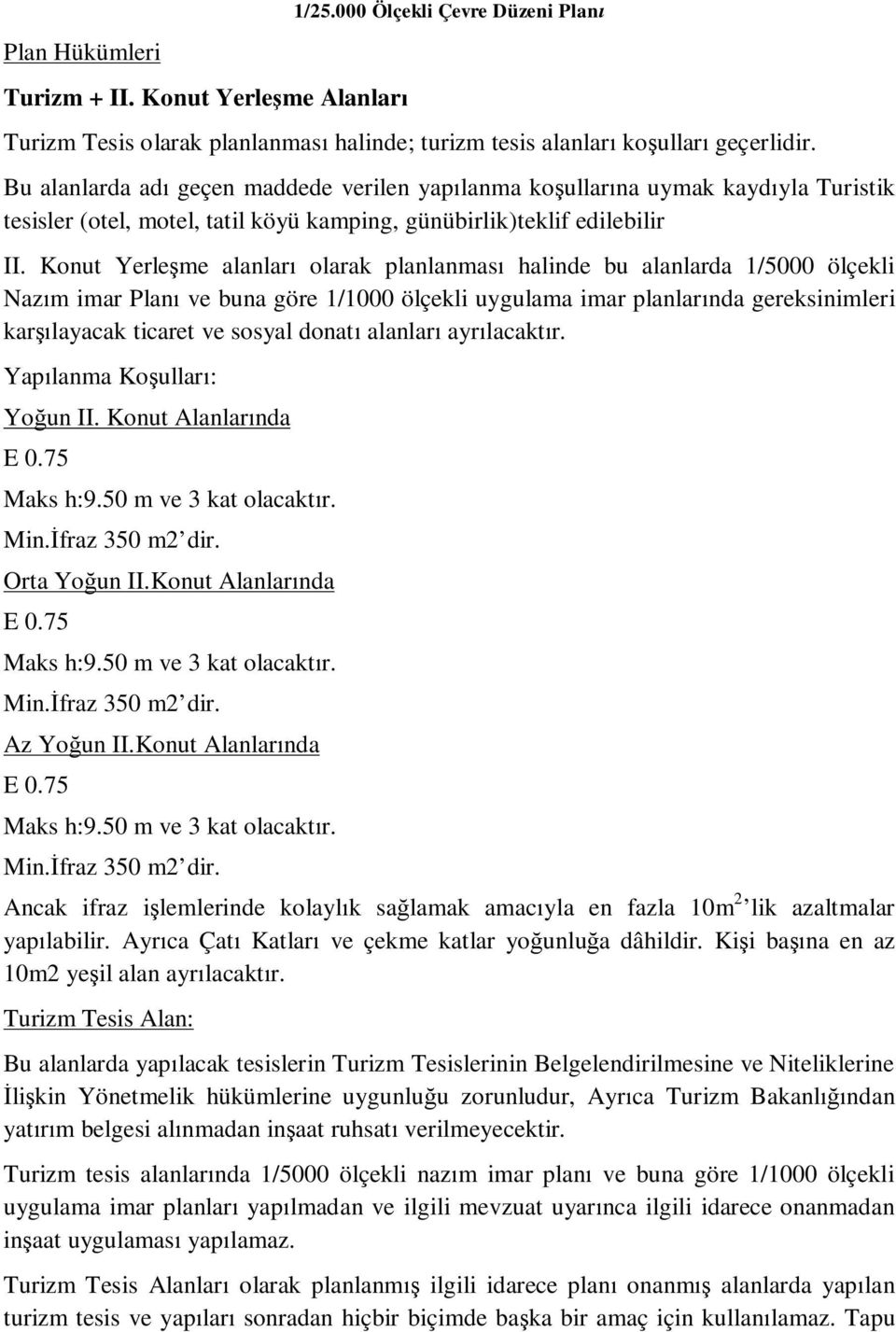 Konut Yerleşme alanları olarak planlanması halinde bu alanlarda 1/5000 ölçekli Nazım imar Planı ve buna göre 1/1000 ölçekli uygulama imar planlarında gereksinimleri karşılayacak ticaret ve sosyal