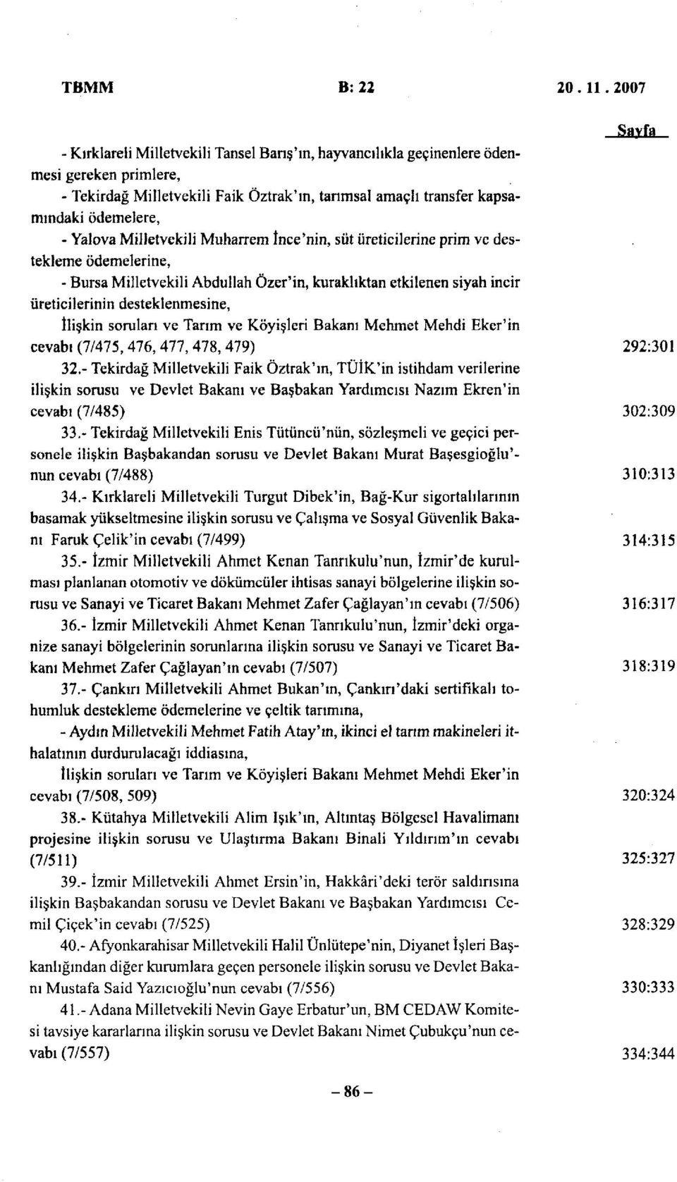 Yalova Milletvekili Muharrem înce'nin, süt üreticilerine prim ve destekleme ödemelerine, - Bursa Milletvekili Abdullah Özer'in, kuraklıktan etkilenen siyah incir üreticilerinin desteklenmesine,