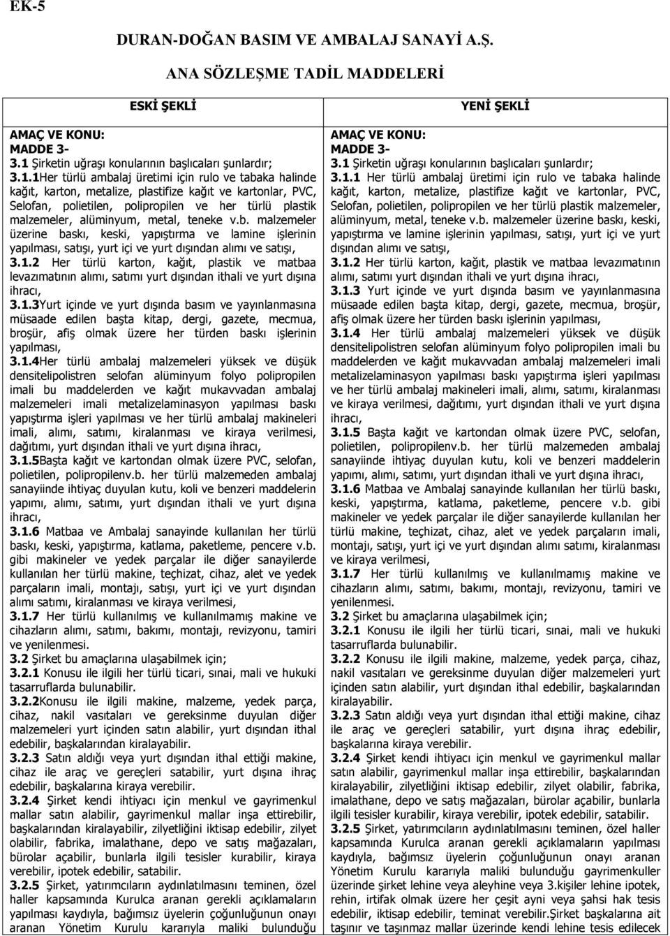 1Her türlü ambalaj üretimi için rulo ve tabaka halinde kağıt, karton, metalize, plastifize kağıt ve kartonlar, PVC, Selofan, polietilen, polipropilen ve her türlü plastik malzemeler, alüminyum,