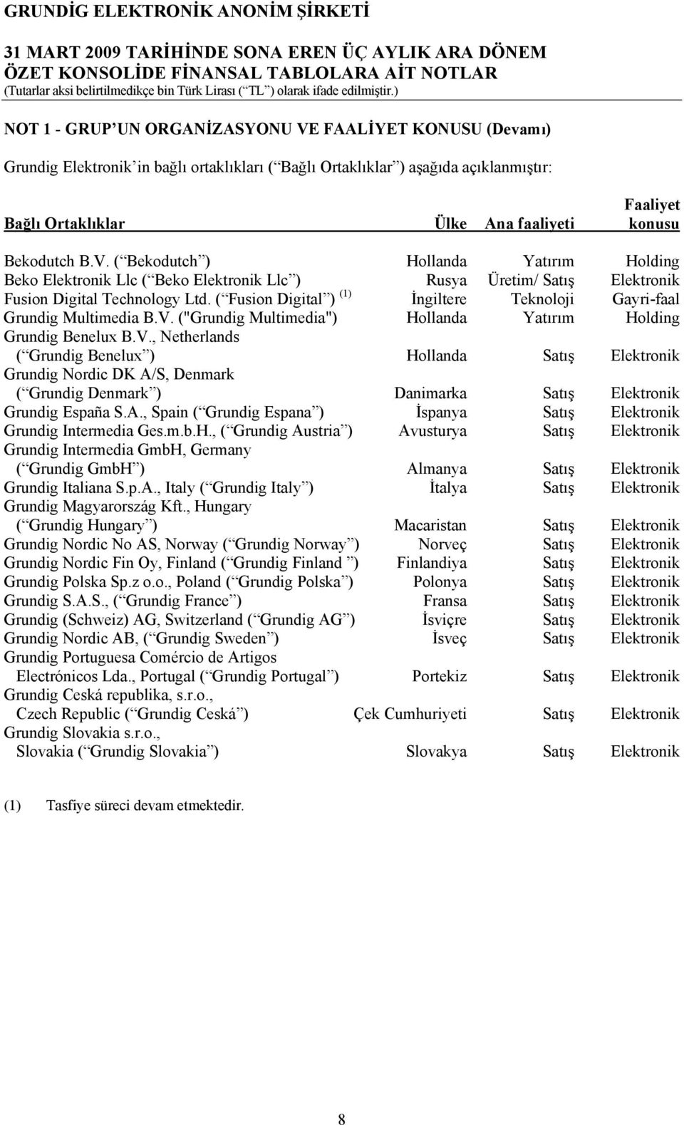 ( Fusion Digital ) (1) İngiltere Teknoloji Gayri-faal Grundig Multimedia B.V.