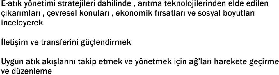 boyutları inceleyerek İletişim ve transferini güçlendirmek Uygun atık