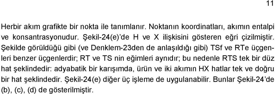 Şekilde görüldüğü gibi (ve Denklem-23den de anlaşıldığı gibi) TSf ve RTe üçgenleri benzer üçgenlerdir; RT ve TS nin eğimleri aynıdır;