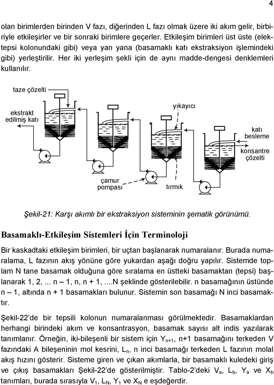 Her iki yerleşim şekli için de aynı madde-dengesi denklemleri kullanılır.