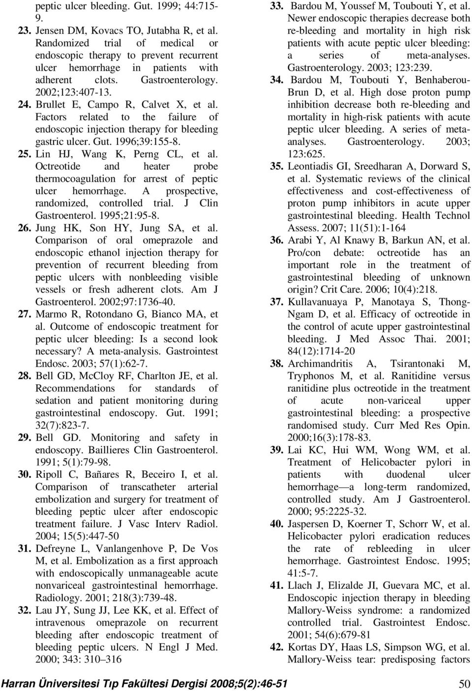 Factors related to the failure of endoscopic injection therapy for bleeding gastric ulcer. Gut. 1996;39:155-8. 25. Lin HJ, Wang K, Perng CL, et al.