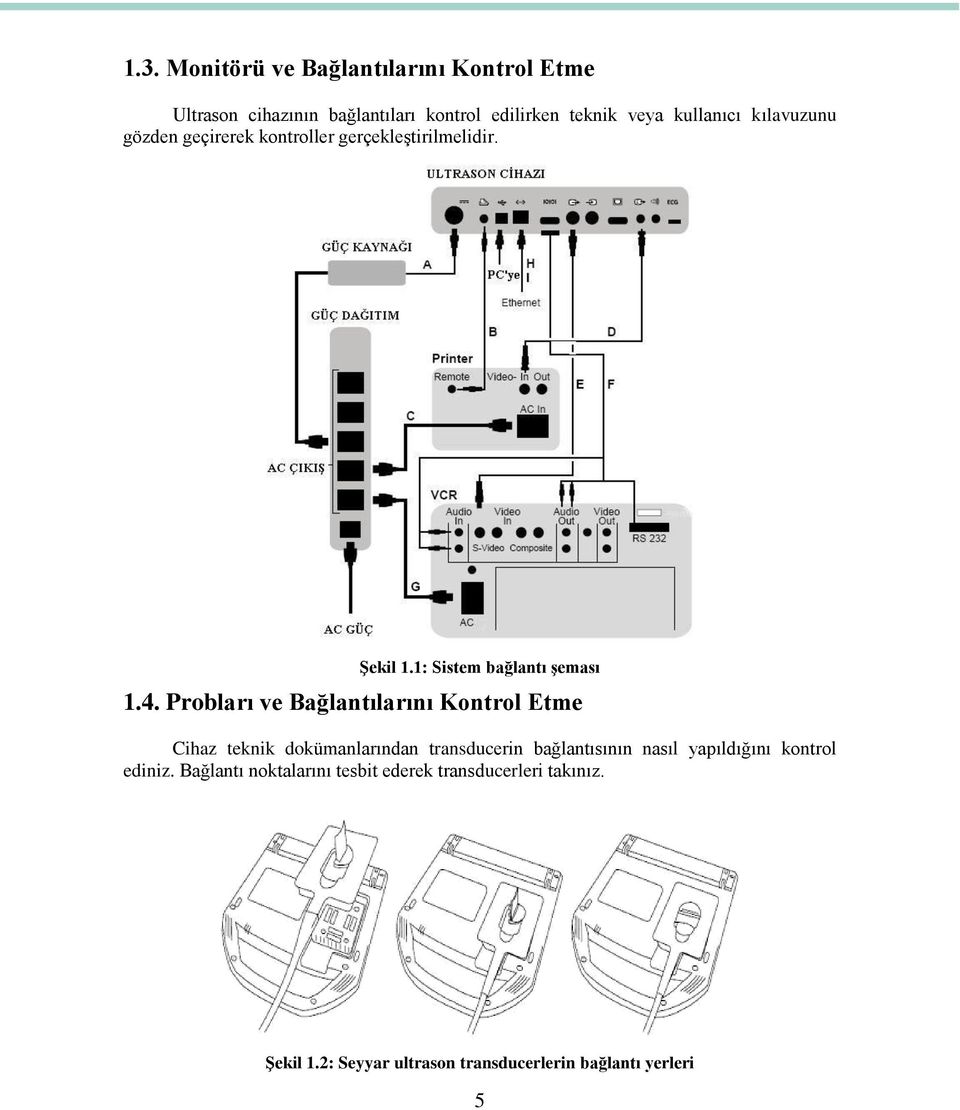 Probları ve Bağlantılarını Kontrol Etme Cihaz teknik dokümanlarından transducerin bağlantısının nasıl yapıldığını