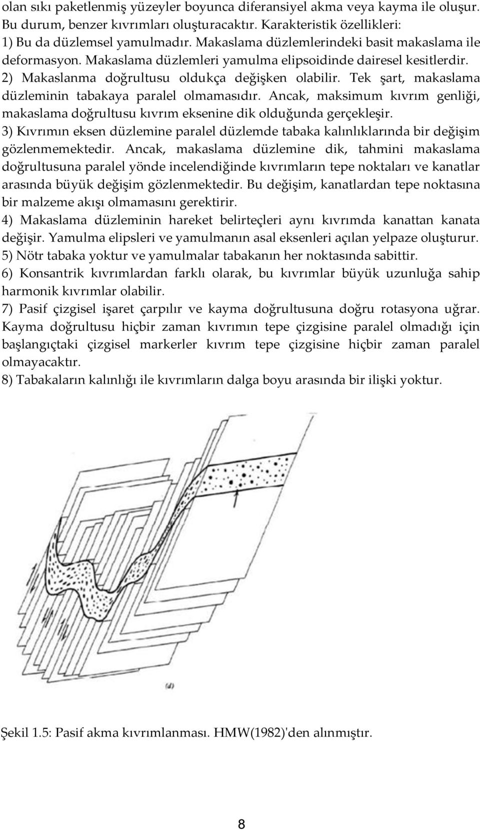 Tek şart, makaslama düzleminin tabakaya paralel olmamasıdır. Ancak, maksimum kıvrım genliği, makaslama doğrultusu kıvrım eksenine dik olduğunda gerçekleşir.