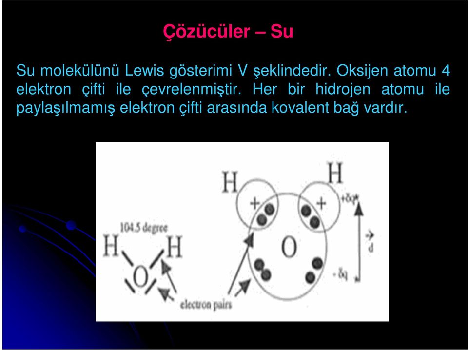 Oksijen atomu 4 elektron çifti ile