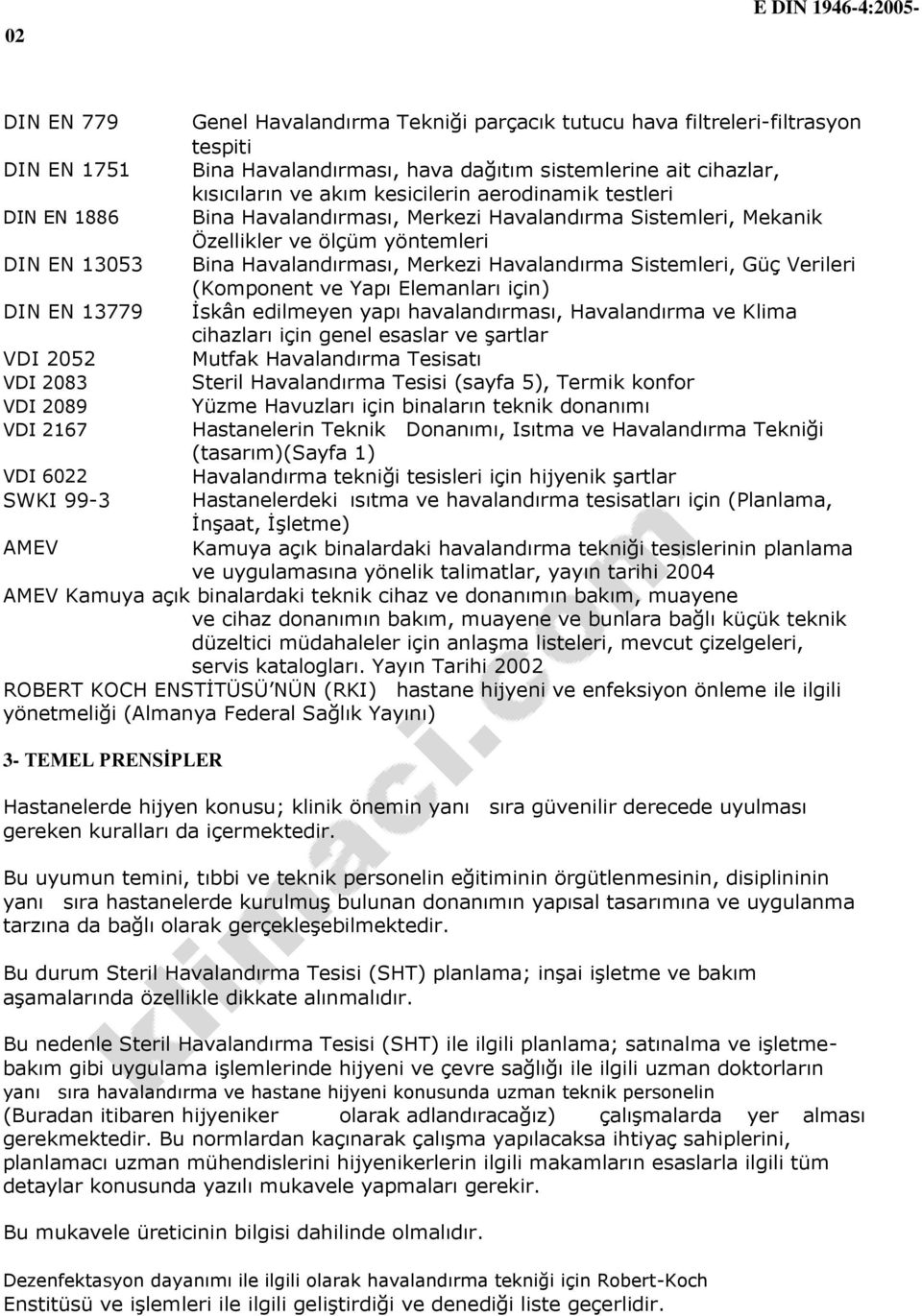 Mekanik Özellikler ve ölçüm yöntemleri Bina Havalandırması, Merkezi Havalandırma Sistemleri, Güç Verileri (Komponent ve Yapı Elemanları için) İskân edilmeyen yapı havalandırması, Havalandırma ve