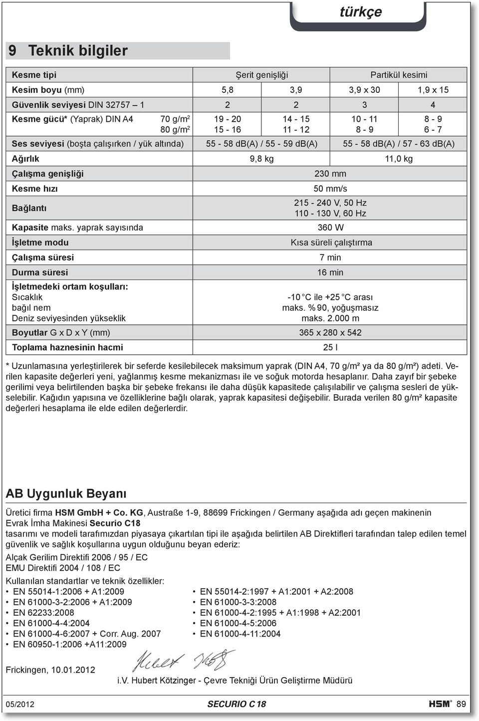 215-240 V, 50 Hz 110-130 V, 60 Hz Kapasite maks.