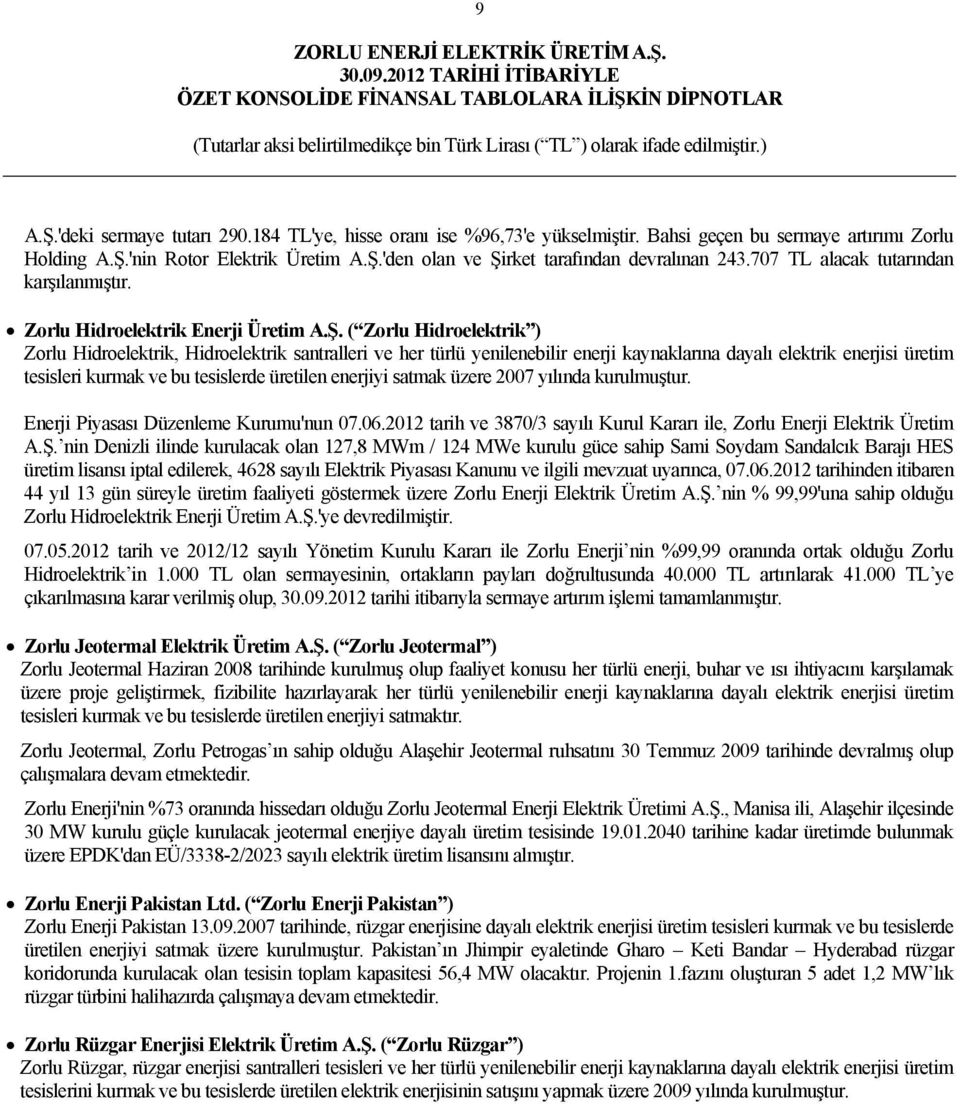 ( Zorlu Hidroelektrik ) Zorlu Hidroelektrik, Hidroelektrik santralleri ve her türlü yenilenebilir enerji kaynaklarına dayalı elektrik enerjisi üretim tesisleri kurmak ve bu tesislerde üretilen