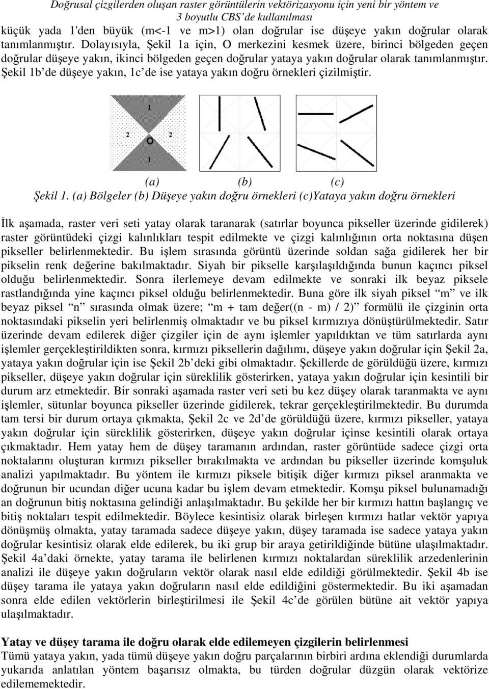 Şekil 1b de düşeye yakın, 1c de ise yataya yakın doğru örnekleri çizilmiştir. O (a) (b) (c) Şekil 1.