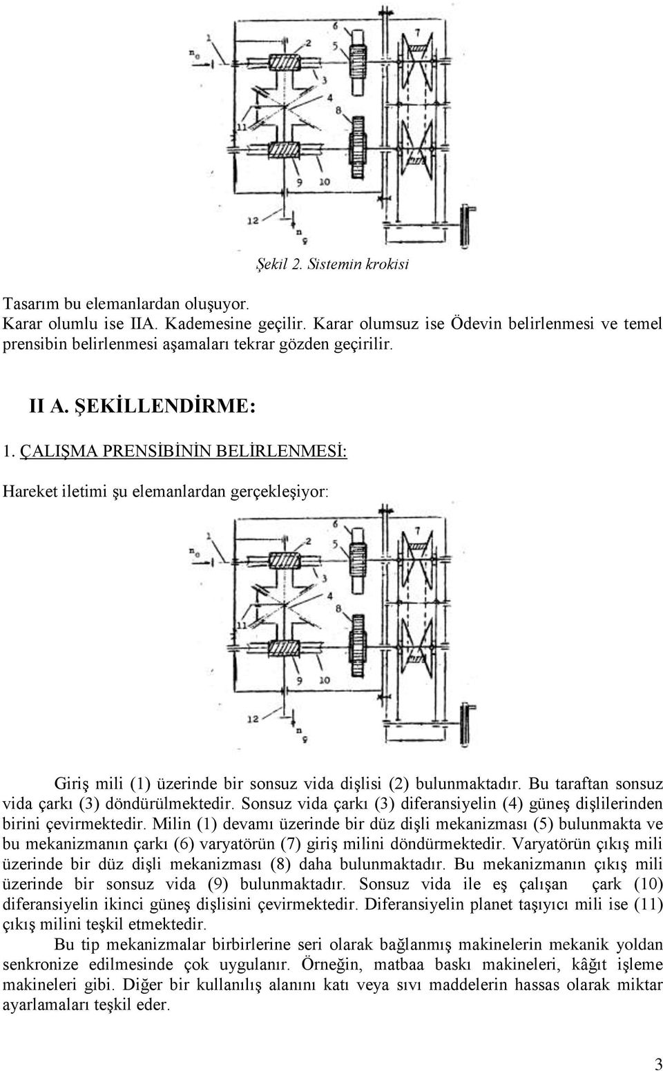 Sosuz vda arkı (3) dferasyel (4) güeģ dģllerde br evrmektedr. l () devamı üzerde br düz dģl mekazması (5) bulumakta ve bu mekazmaı arkı (6) varyatörü (7) grģ ml dödürmektedr.