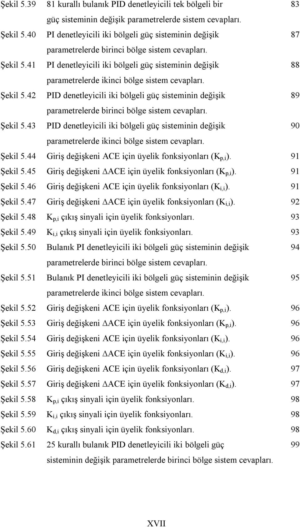 41 PI denetleyicili iki bölgeli güç sisteminin değişik 88 parametrelerde ikinci bölge sistem cevapları. Şekil 5.