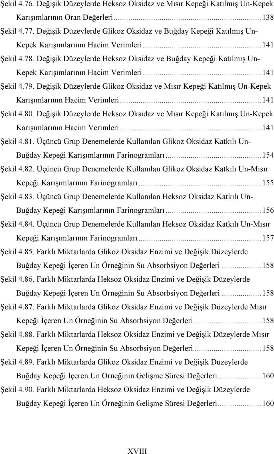 Değişik Düzeylerde Heksoz Oksidaz ve Buğday Kepeği Katılmış Un- Kepek Karışımlarının Hacim Verimleri...141 Şekil 4.79.