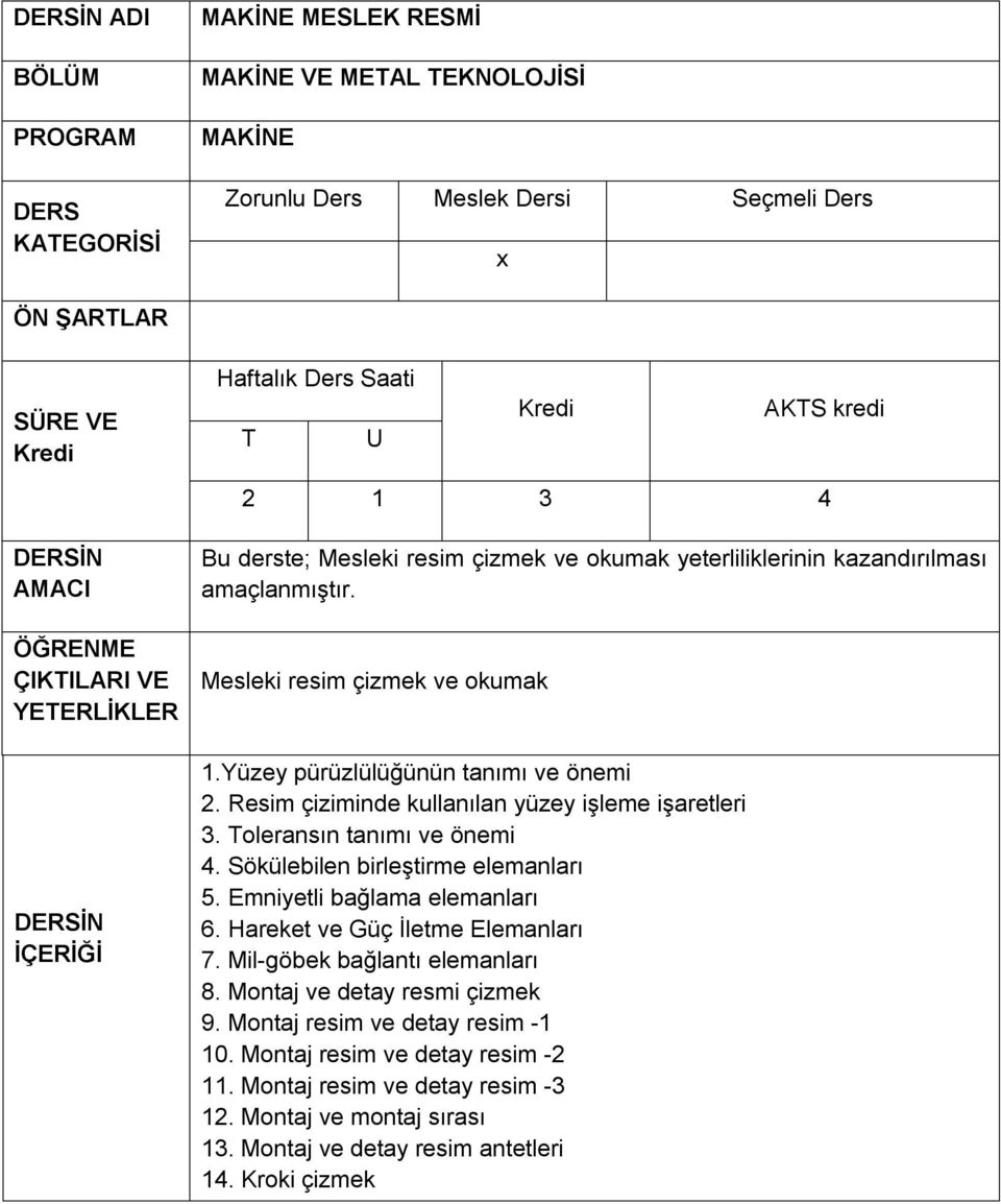 Sökülebilen birleştirme elemanları 5. Emniyetli bağlama elemanları 6. Hareket ve Güç İletme Elemanları 7. Mil-göbek bağlantı elemanları 8.