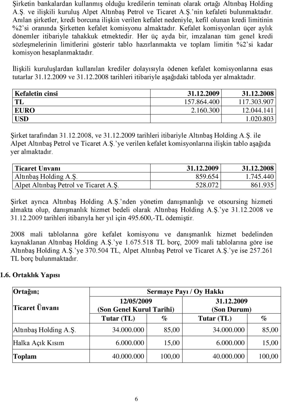 Kefalet komisyonları üçer aylık dönemler itibariyle tahakkuk etmektedir.