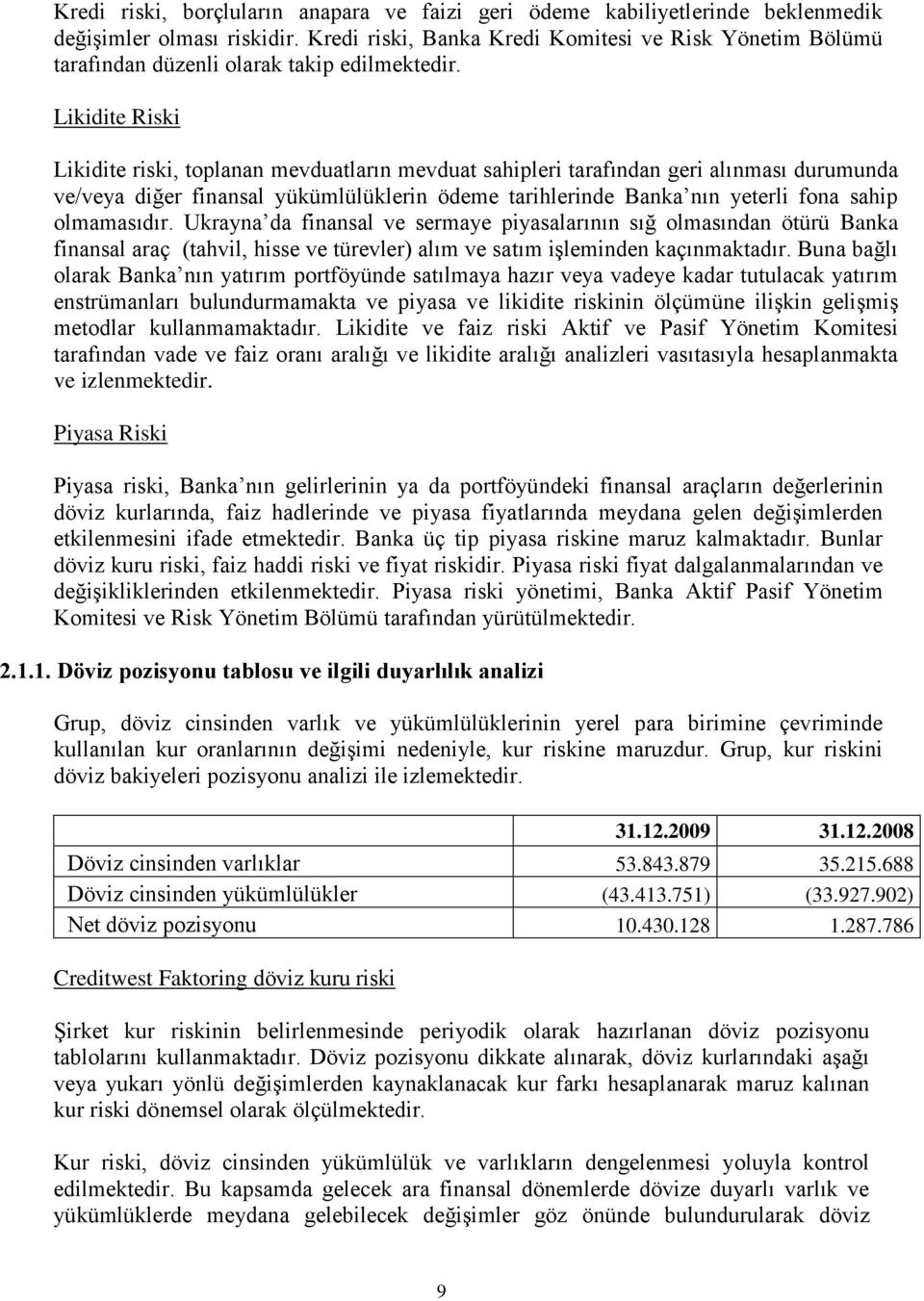 Likidite Riski Likidite riski, toplanan mevduatların mevduat sahipleri tarafından geri alınması durumunda ve/veya diğer finansal yükümlülüklerin ödeme tarihlerinde Banka nın yeterli fona sahip