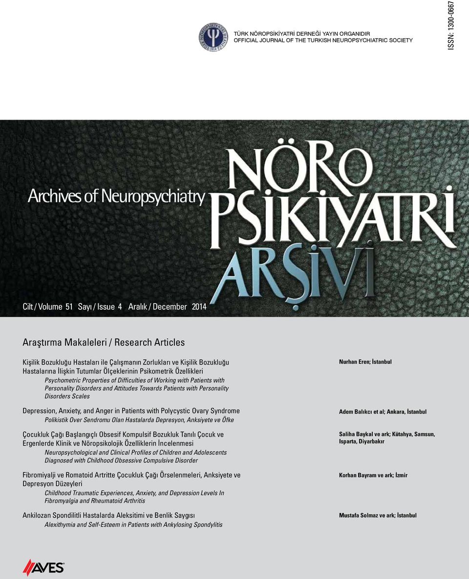 of Working with Patients with Personality Disorders and Attitudes Towards Patients with Personality Disorders Scales Depression, Anxiety, and Anger in Patients with Polycystic Ovary Syndrome