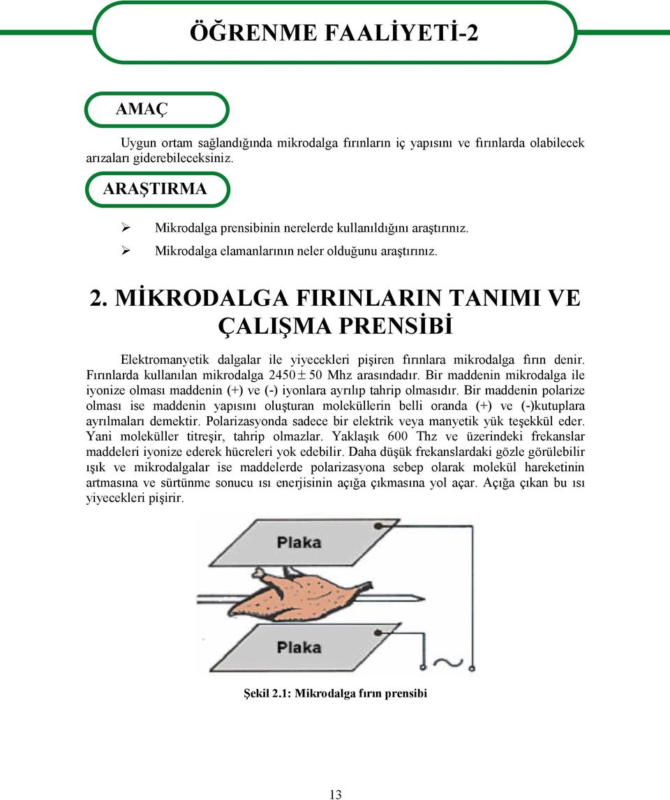 MİKRODALGA FIRINLARIN TANIMI VE ÇALIŞMA PRENSİBİ Elektromanyetik dalgalar ile yiyecekleri pişiren fırınlara mikrodalga fırın denir. Fırınlarda kullanılan mikrodalga 2450 50 Mhz arasındadır.