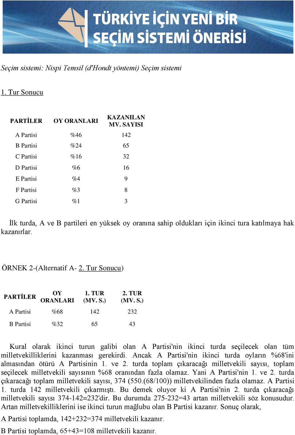 tura katılmaya hak kazanırlar. ÖRNEK 2-(Alternatif A- 2.