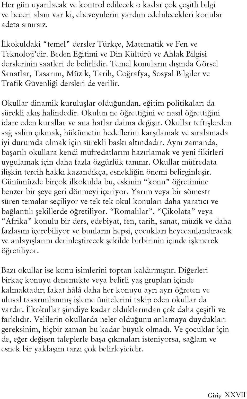 Temel konuların dışında Görsel Sanatlar, Tasarım, Müzik, Tarih, Coğrafya, Sosyal Bilgiler ve Trafik Güvenliği dersleri de verilir.