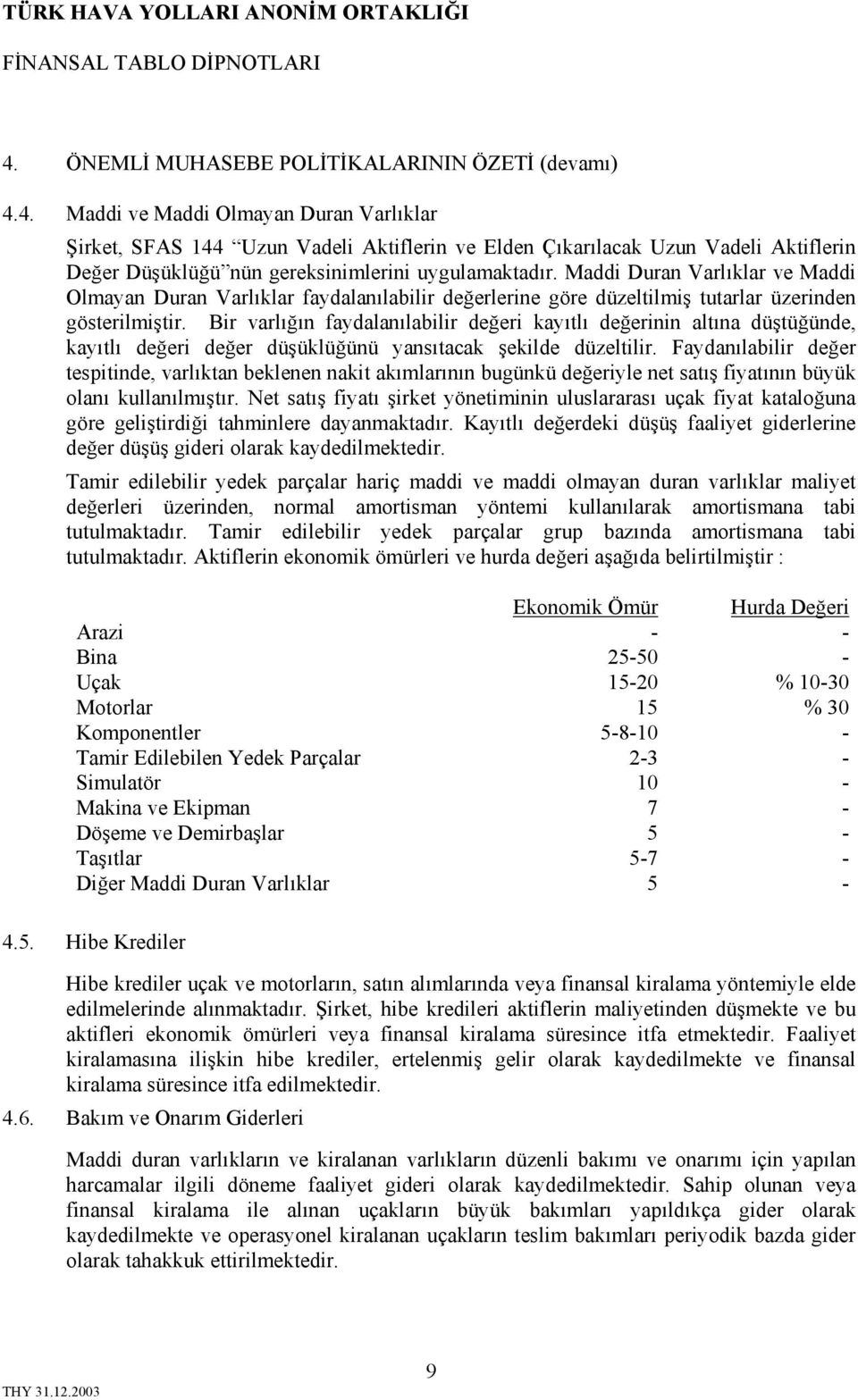 Bir varlığın faydalanılabilir değeri kayıtlı değerinin altına düştüğünde, kayıtlı değeri değer düşüklüğünü yansıtacak şekilde düzeltilir.