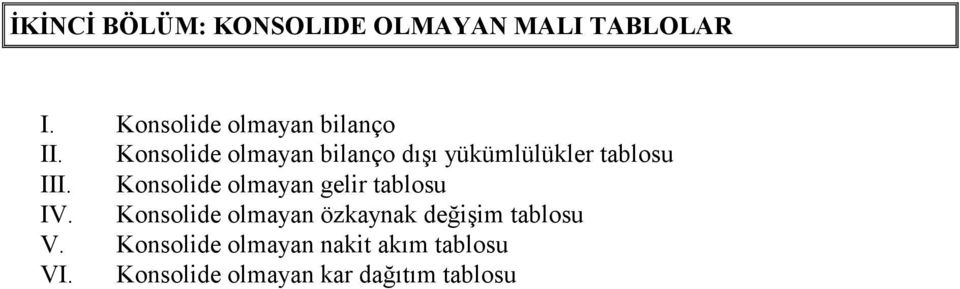 Konsolide olmayan bilanço dışı yükümlülükler tablosu III.