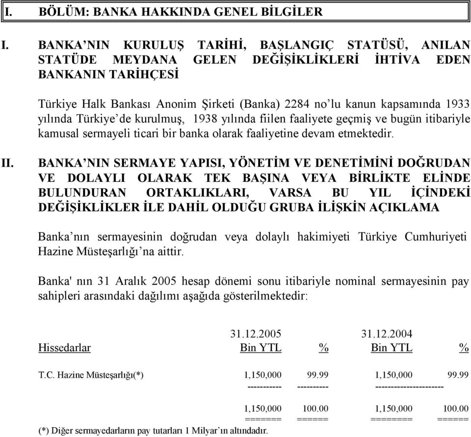 yılında Türkiye de kurulmuş, 1938 yılında fiilen faaliyete geçmiş ve bugün itibariyle kamusal sermayeli ticari bir banka olarak faaliyetine devam etmektedir. II.