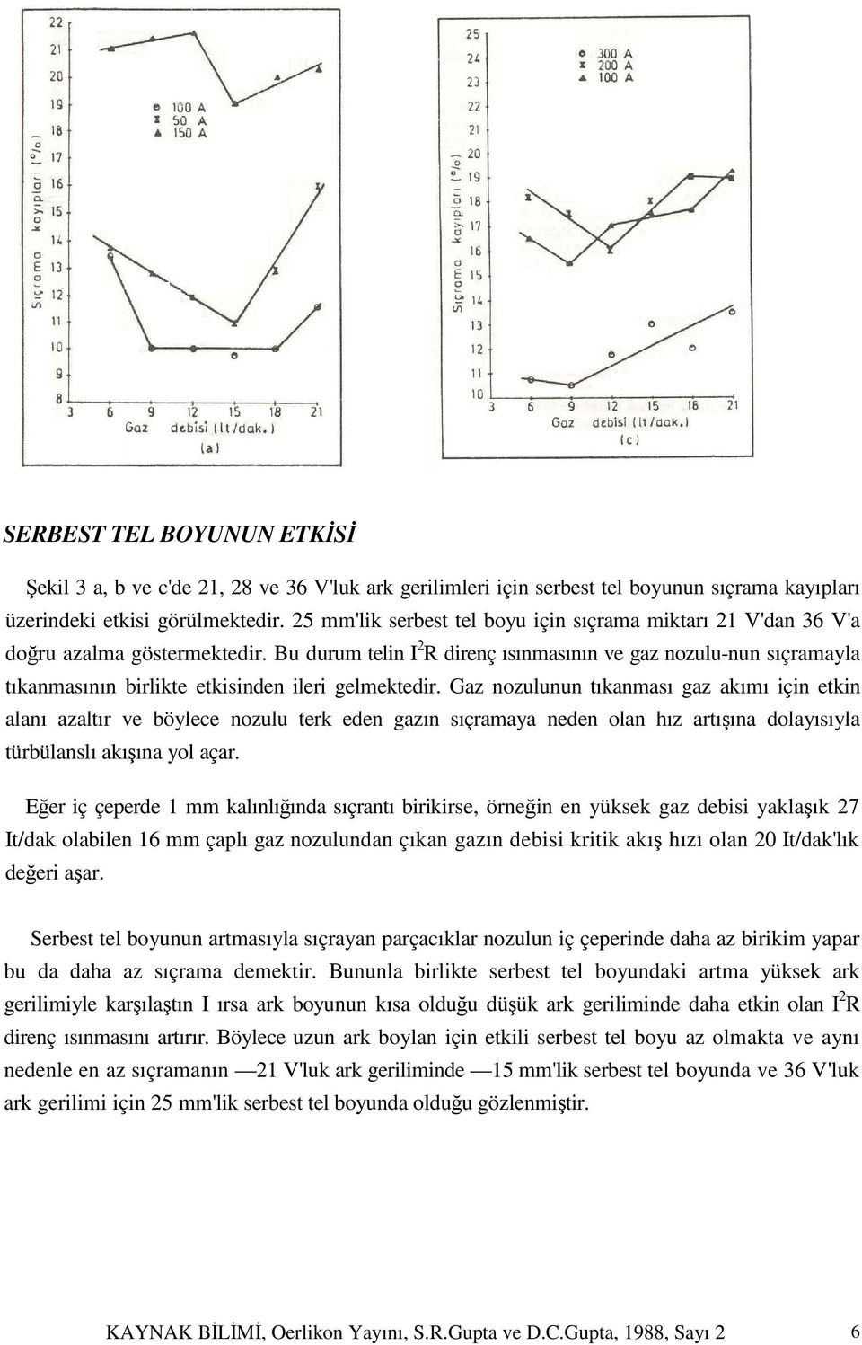 Bu durum telin I 2 R direnç ısınmasının ve gaz nozulu-nun sıçramayla tıkanmasının birlikte etkisinden ileri gelmektedir.