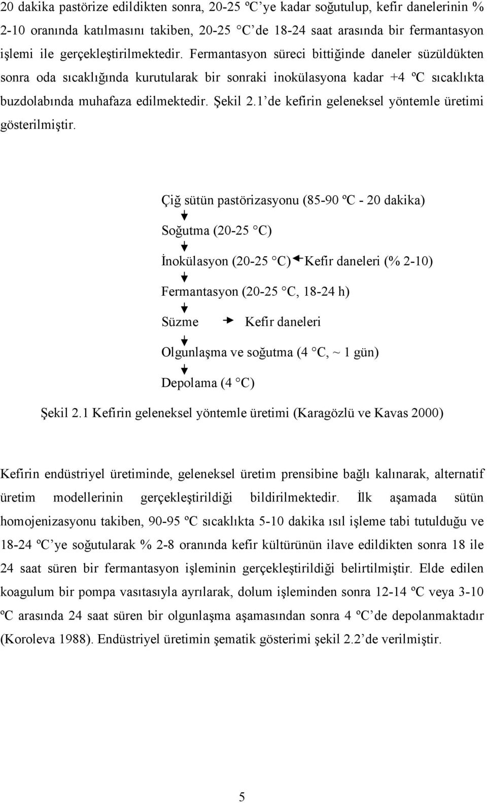 Şekil 2.1 de kefirin geleneksel yöntemle üretimi gösterilmiştir.