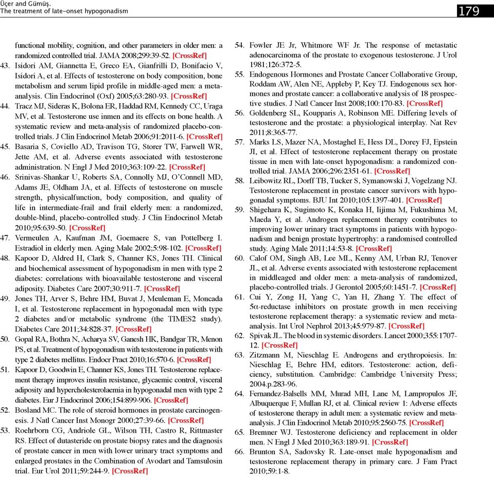 Clin Endocrinol (Oxf) 2005;63:280-93. [CrossRef] 44. Tracz MJ, Sideras K, Bolona ER, Haddad RM, Kennedy CC, Uraga MV, et al. Testosterone use inmen and its effects on bone health.