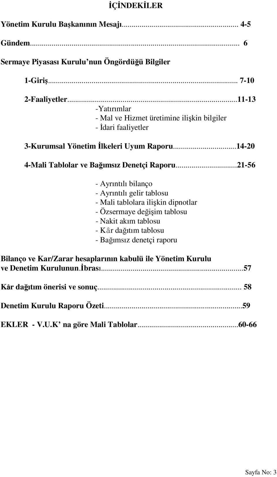 ..21-56 - Ayrıntılı bilanço - Ayrıntılı gelir tablosu - Mali tablolara ilişkin dipnotlar - Özsermaye değişim tablosu - Nakit akım tablosu - Kâr dağıtım tablosu - Bağımsız denetçi