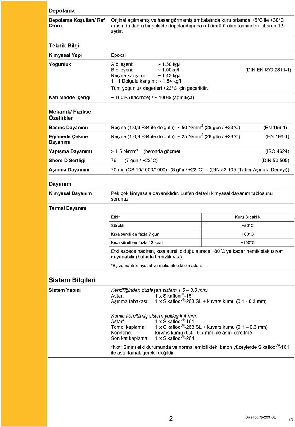 84 kg/l Tüm yoğunluk değerleri +23 C için geçerlidir.