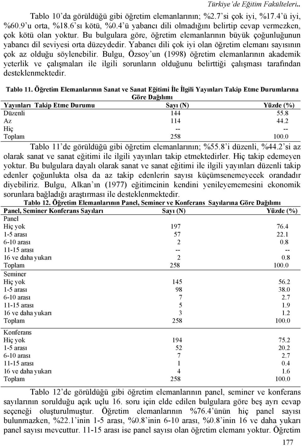 Yabancı dili çok iyi olan öğretim elemanı sayısının çok az olduğu söylenebilir.