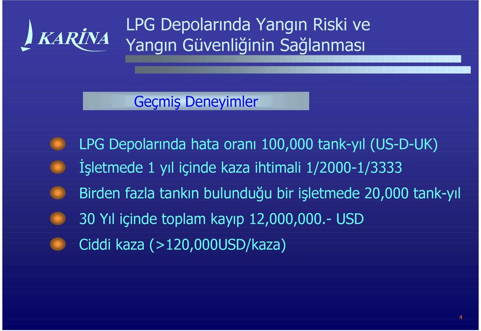 Birden fazla tankın bulunduğu bir işletmede 20,000 tank-yıl 30