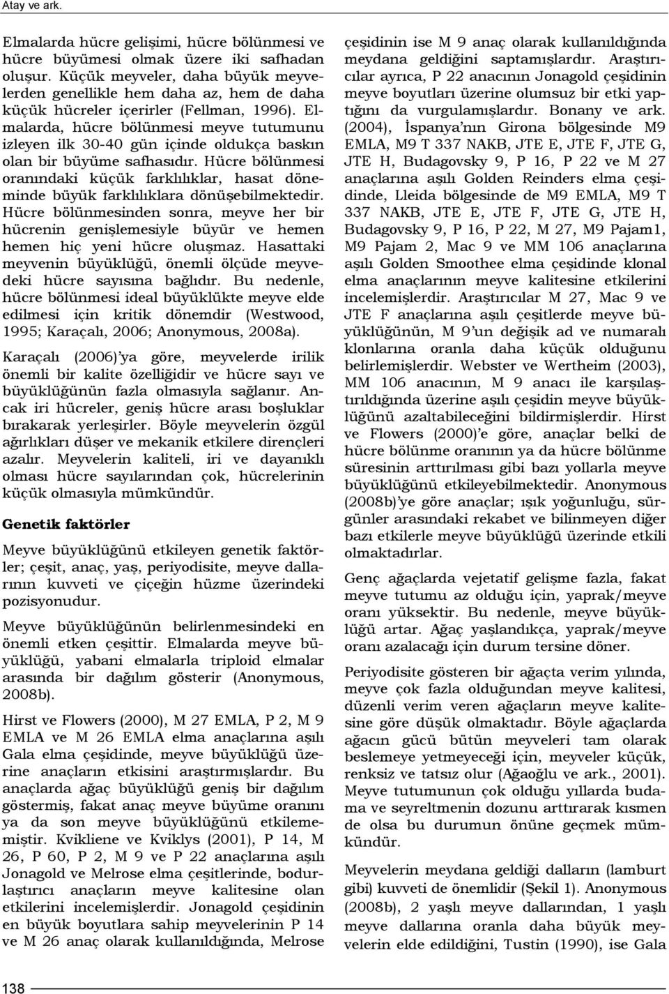 Elmalarda, hücre bölünmesi meyve tutumunu izleyen ilk 30-40 gün içinde oldukça baskın olan bir büyüme safhasıdır.