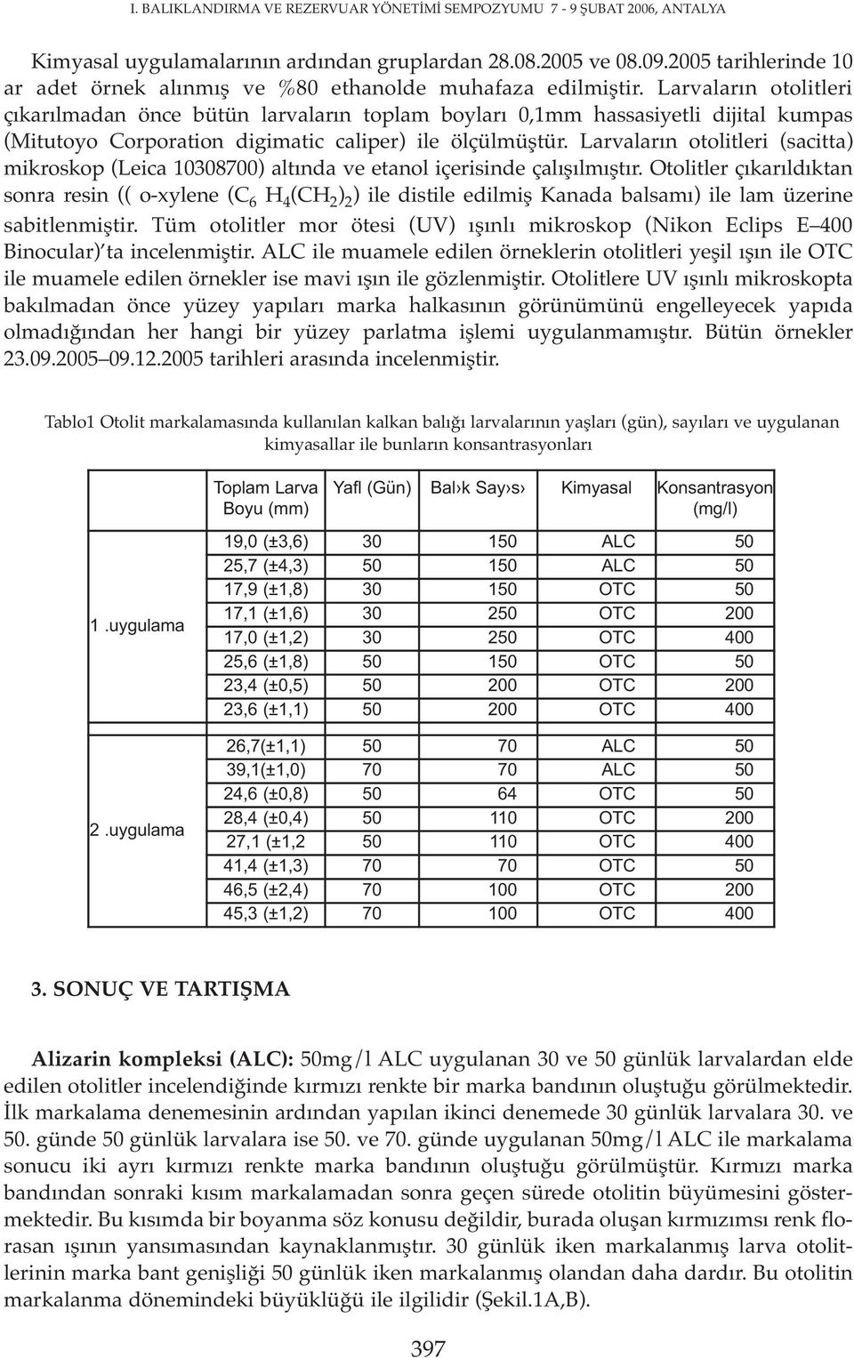 Larvaların otolitleri çıkarılmadan önce bütün larvaların toplam boyları 0,1mm hassasiyetli dijital kumpas (Mitutoyo Corporation digimatic caliper) ile ölçülmüştür.