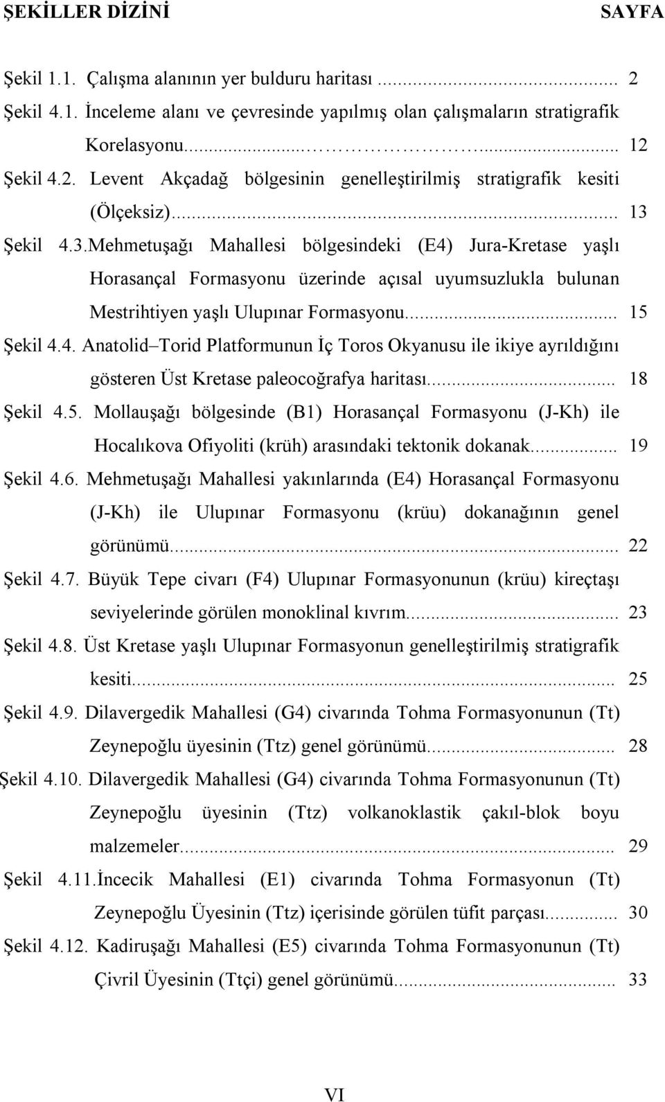 .. 18 Şekil 4.5. Mollauşağı bölgesinde (B1) Horasançal Formasyonu (J-Kh) ile Hocalıkova Ofiyoliti (krüh) arasındaki tektonik dokanak... 19 Şekil 4.6.