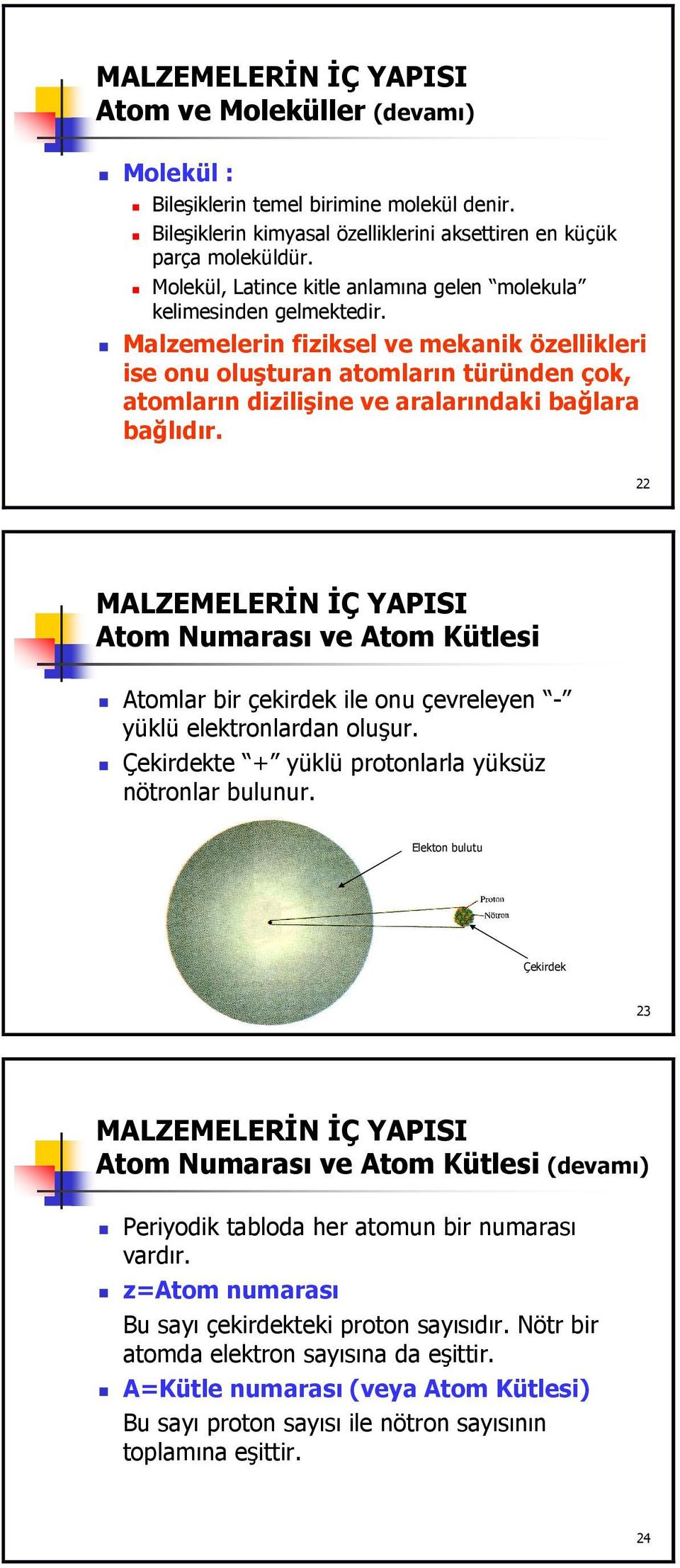 Malzemelerin fiziksel ve mekanik özellikleri ise onu oluşturan atomların türünden çok, atomların dizilişine ve aralarındaki bağlara bağlıdır.