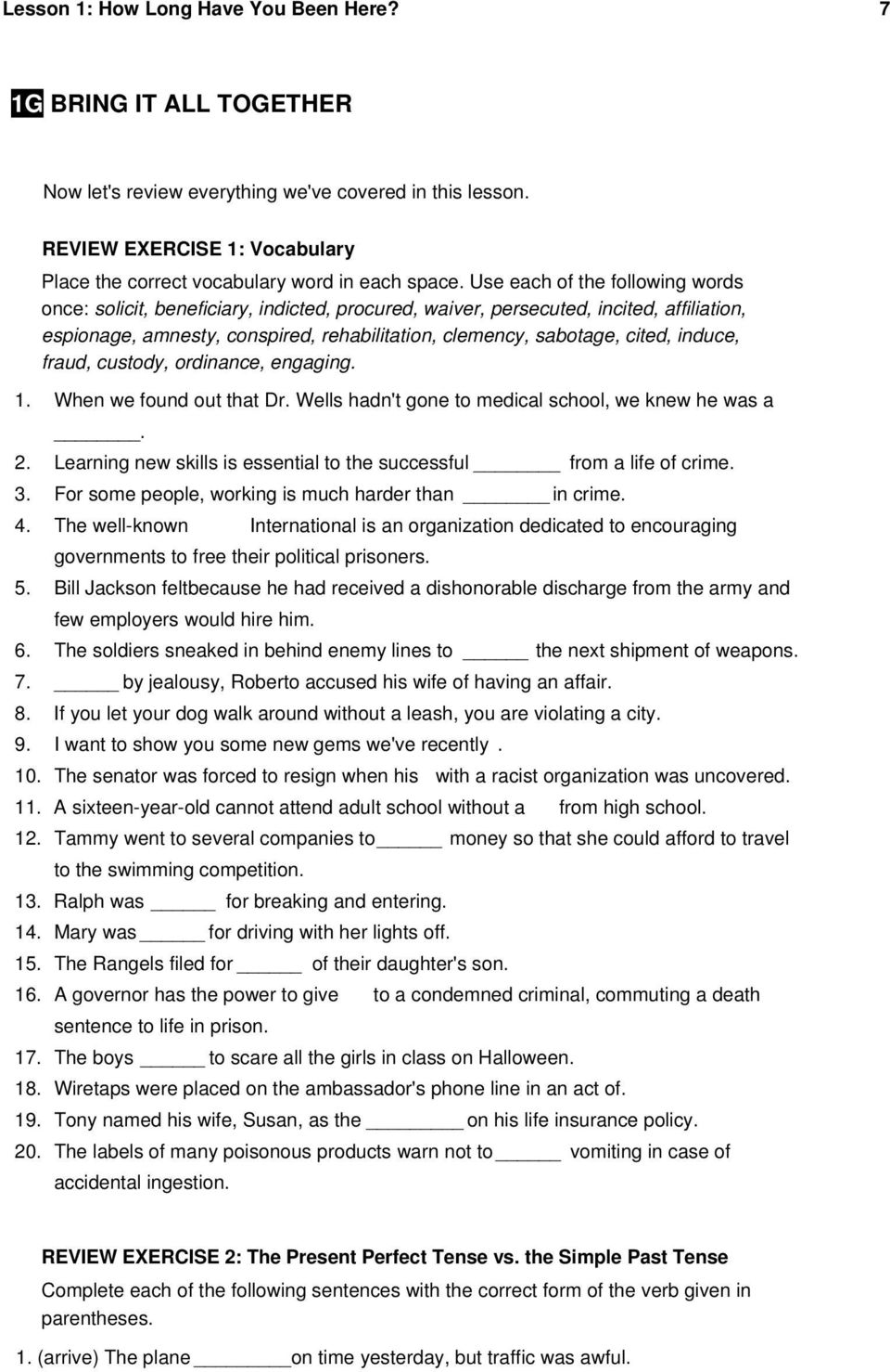 Use each of the following words once: solicit, beneficiary, indicted, procured, waiver, persecuted, incited, affiliation, espionage, amnesty, conspired, rehabilitation, clemency, sabotage, cited,