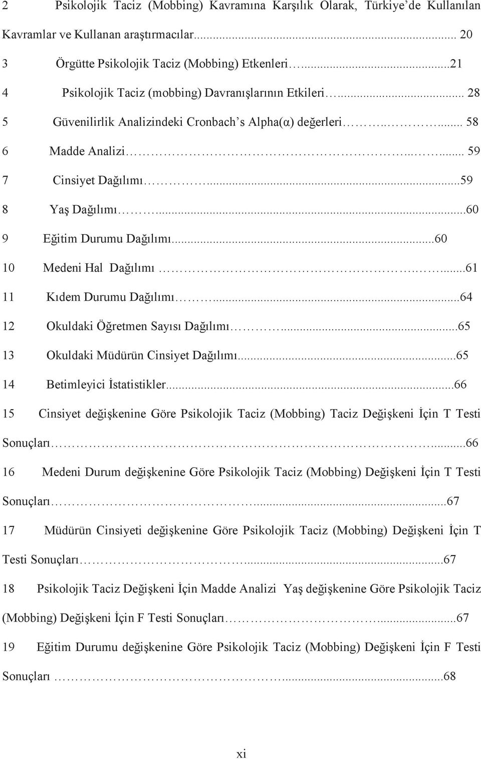 ..60 9 Eğitim Durumu Dağılımı...60 10 Medeni Hal Dağılımı....61 11 Kıdem Durumu Dağılımı...64 12 Okuldaki Öğretmen Sayısı Dağılımı...65 13 Okuldaki Müdürün Cinsiyet Dağılımı.