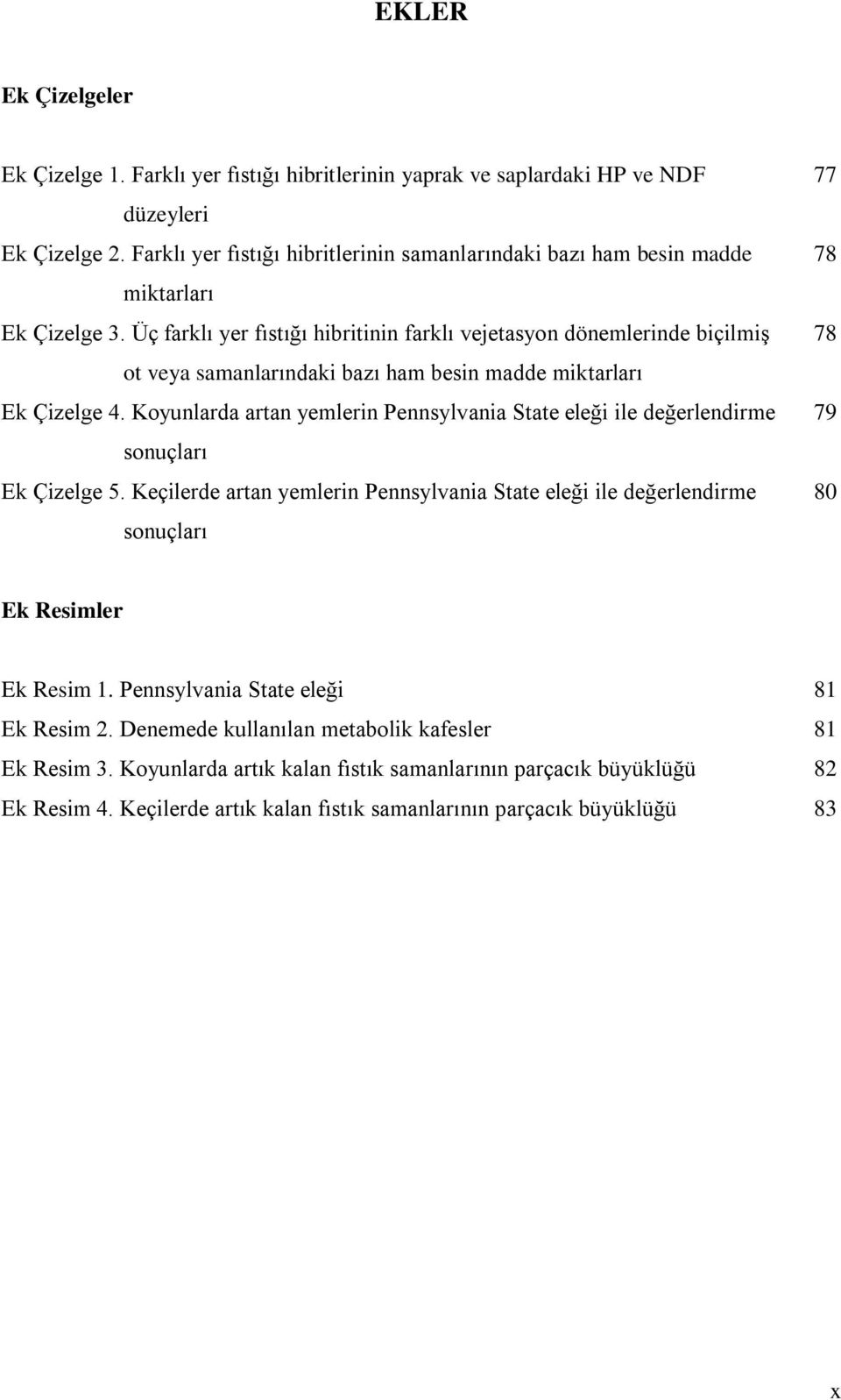 Üç farklı yer fıstığı hibritinin farklı vejetasyon dönemlerinde biçilmiş 78 ot veya samanlarındaki bazı ham besin madde miktarları Ek Çizelge 4.