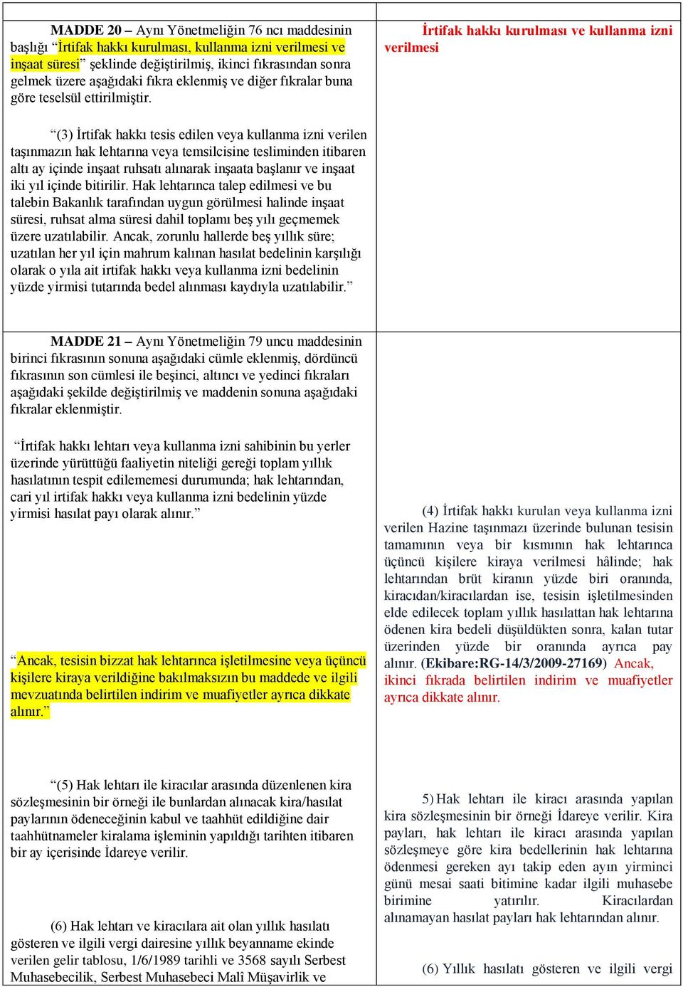 İrtifak hakkı kurulması ve kullanma izni verilmesi (3) İrtifak hakkı tesis edilen veya kullanma izni verilen taşınmazın hak lehtarına veya temsilcisine tesliminden itibaren altı ay içinde inşaat