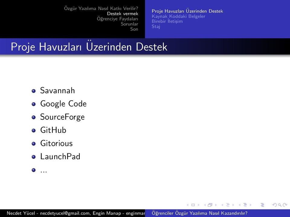 Proje Havuzları Üzerinden Destek Savannah