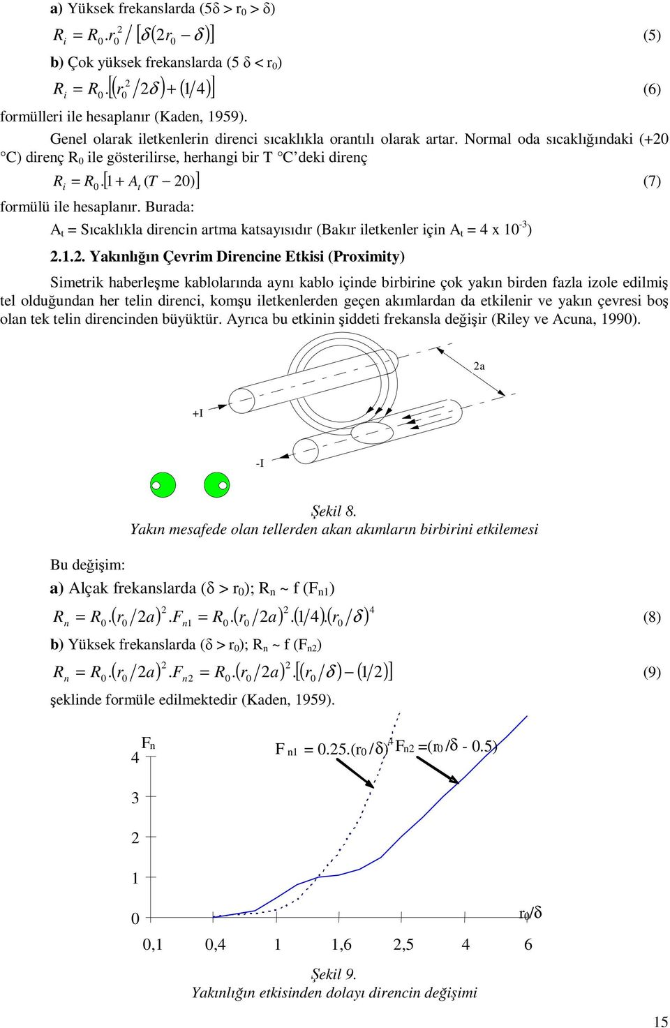 1 [ + A ( ) ] Ri = R t T (7) formülü ile hesaplanır. Burada: A t = Sıcaklıkla direncin artma katsayısıdır (Bakır iletkenler için A t = 4 x 1-3 ).1.. Yakınlığın Çevrim Direncine Etkisi (Proximity)