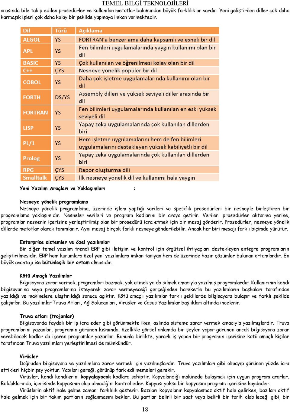 Yeni Yazılım Araçları ve Yaklaşımları : Nesneye yönelik programlama Nesneye yönelik programlama, üzerinde işlem yaptığı verileri ve spesifik prosedürleri bir nesneyle birleştiren bir programlama